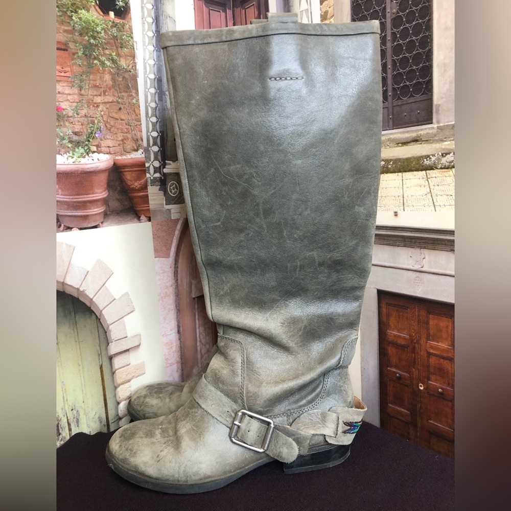 Lucky Brand Tall Leather Riding Boot Buckle Heeled